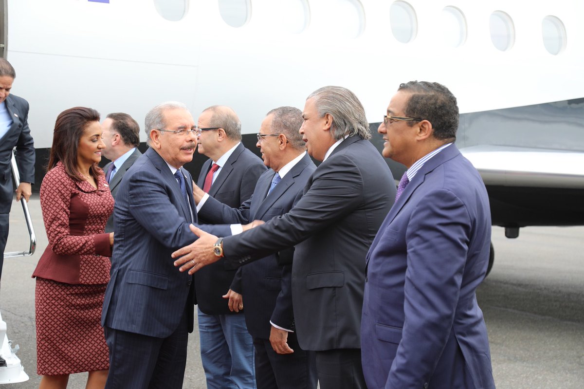 Presidente Danilo Medina y la primera dama Cándida Montilla de Medina al llegar a Nueva York, Estados Unidos,