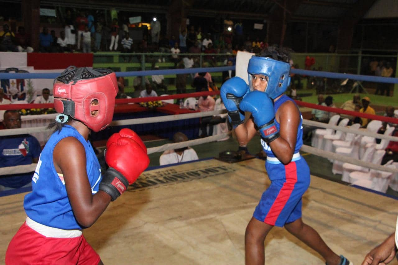 Durante la V Copa Constitución de Boxeo “Nigua 2018”.