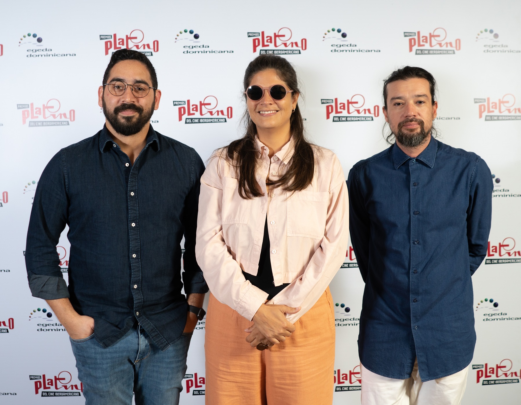 Rafael Elias Munoz, Laura Amelia Guzman e Israel Cardenas en almuerzo prenominados Premios Platino 2022 EGEDA