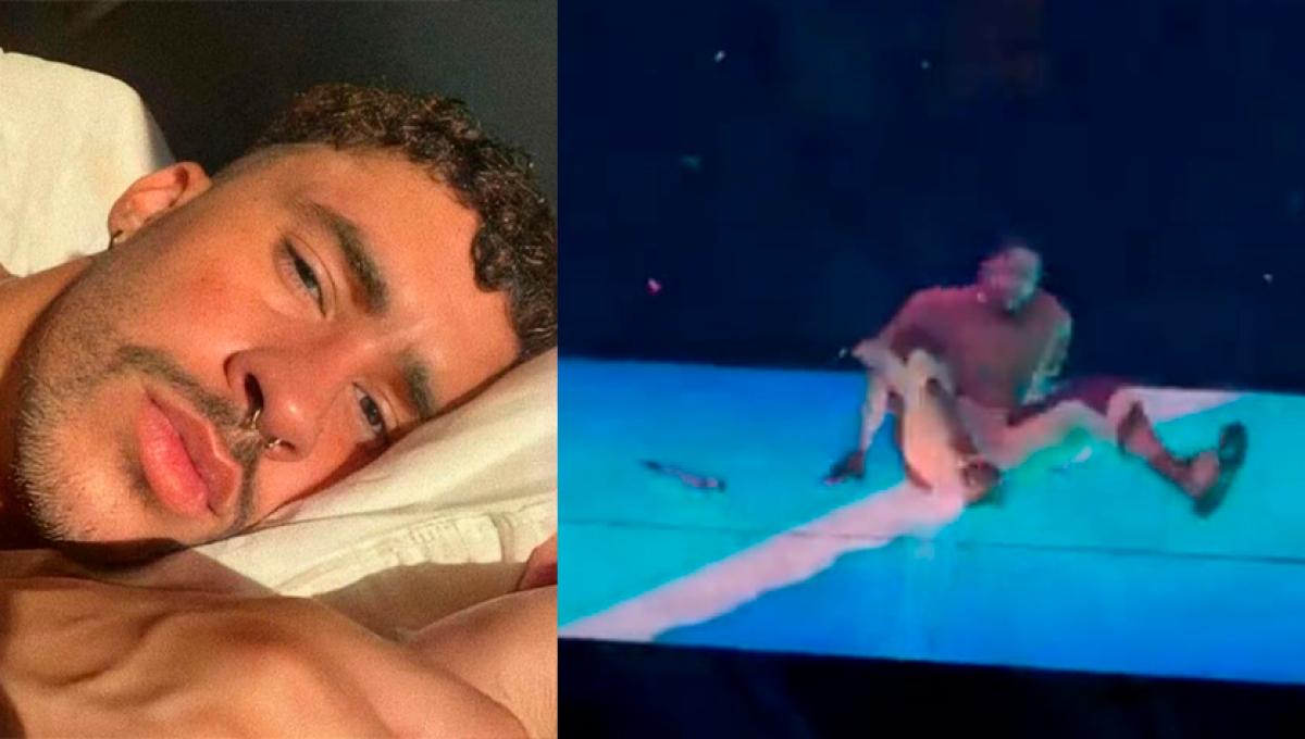 Bad Bunny sufre caída en concierto y su reacción enamoró más a sus fans